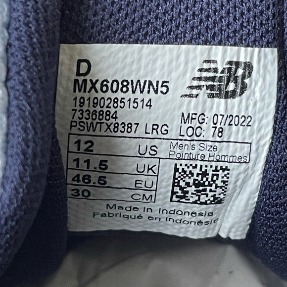“NEW BALANCE 608”, NWOT, Men’s Sz12, White/Blue Sneakers - Picture 8 of 8